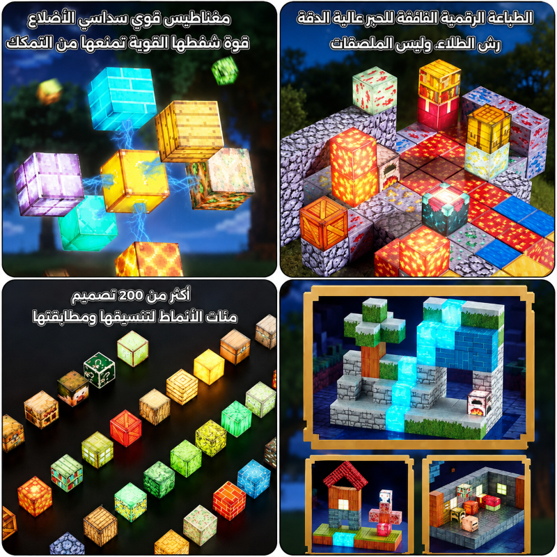 مكعبات بناء مغناطيسية من ماينكرافت | طوب DIY متوهج